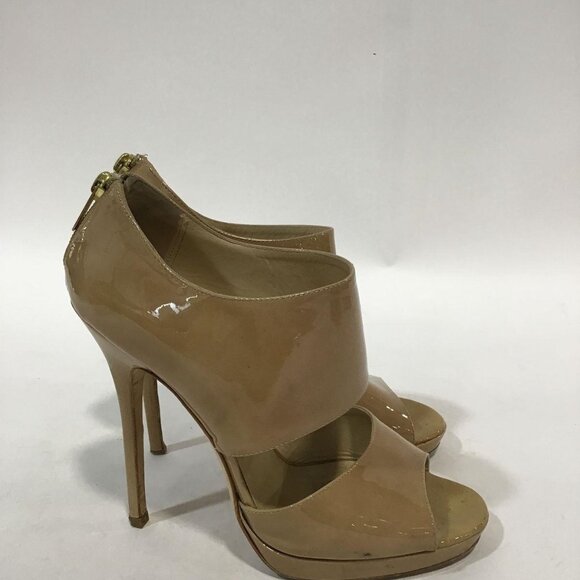 Pre-Owned JIMMY CHOO Nude Patent Full Strap Peep Toe - Size 39 - Picture 3 of 6